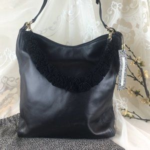 Loeffler Randall Fringe Pom Pom Strap Leather Hobo
